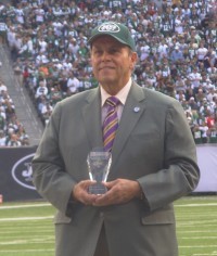 Lehman College President Dr. Ricardo Fernández, receiving the NFL Hispanic Heritage Leadership Award